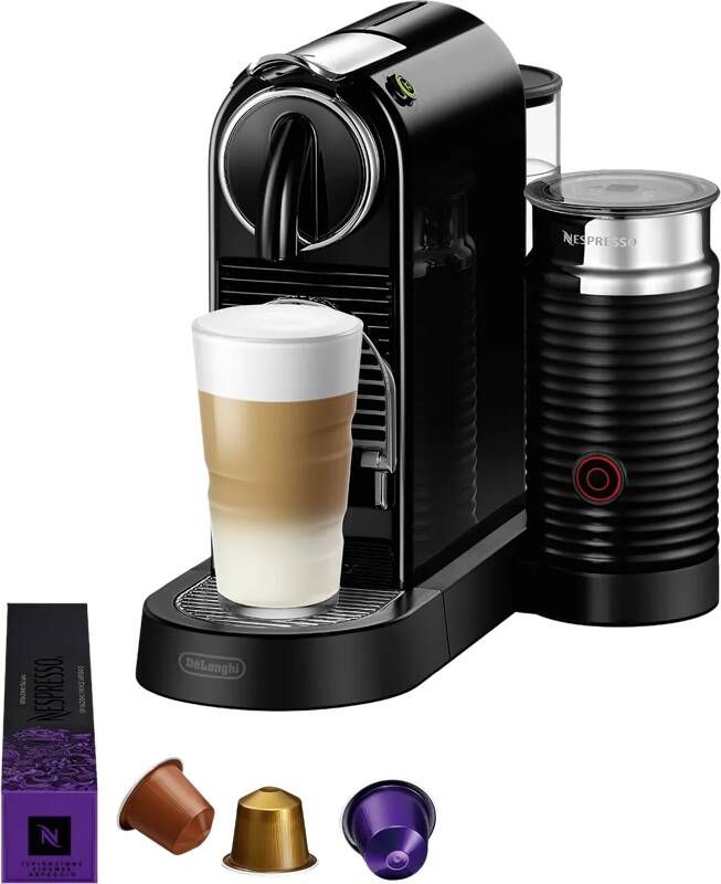 Nespresso Koffiecapsulemachine CITIZ EN 267.BAE van DeLonghi zwart inclusief aeroccino melkopschuimer welkomstpakket met 14 capsules