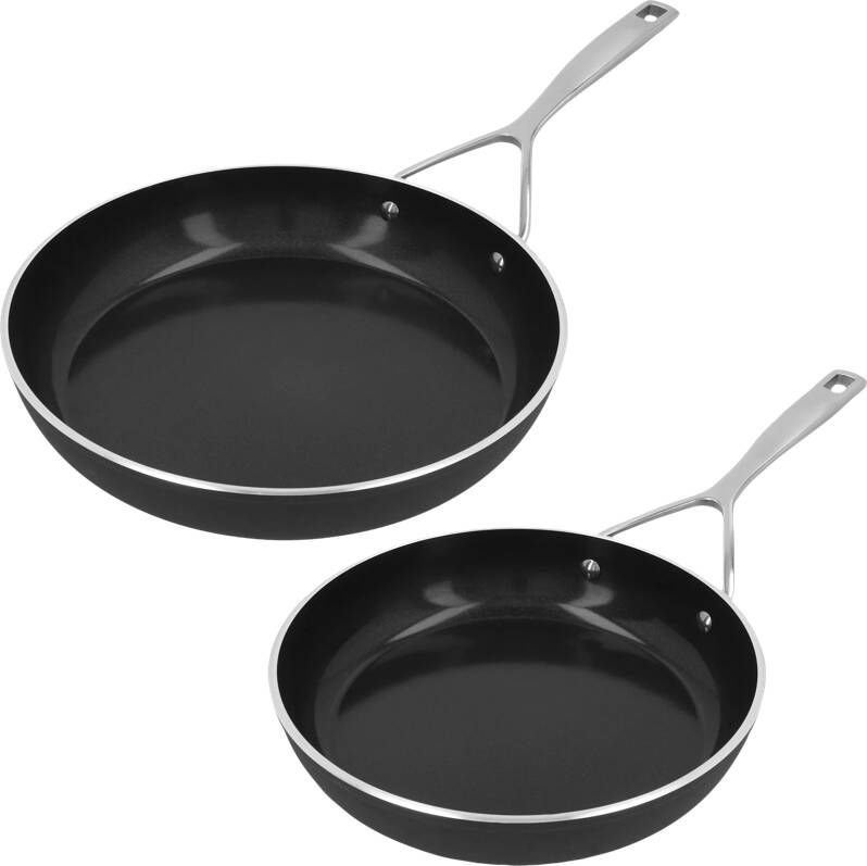 DEMEYERE Alu Industry 3 Koekenpannenset Inductie Pannenset 24 cm + 28 cm Ceraforce antikleeflaag PTFE-vrij