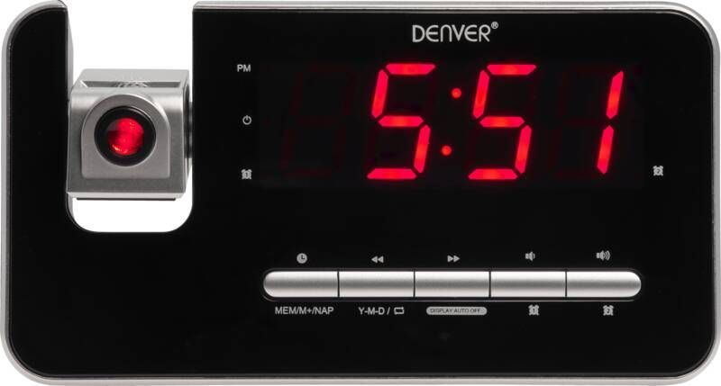 Denver Wekkerradio met Projectie Digitale wekker FM Radio Dubbel Alarm CRP618 Zwart