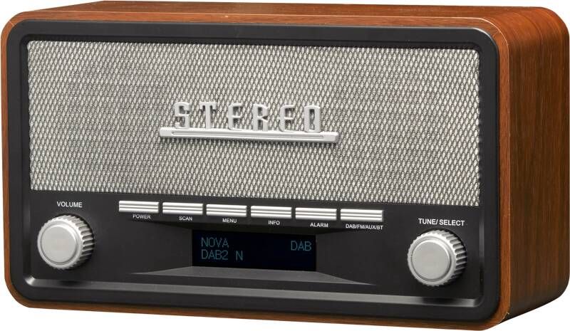 Denver DAB Radio Retro Radio Bluetooth DAB+ FM Dimbaar Batterijen Netstroom DAB18