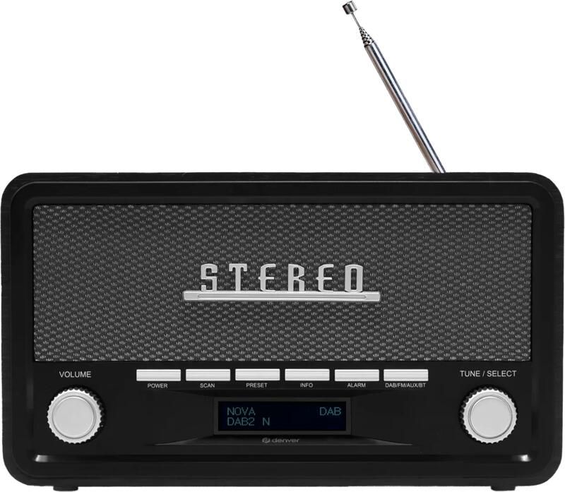 Denver DAB Radio Retro Radio Bluetooth DAB+ FM Dimbaar Batterijen Netstroom DAB18DG