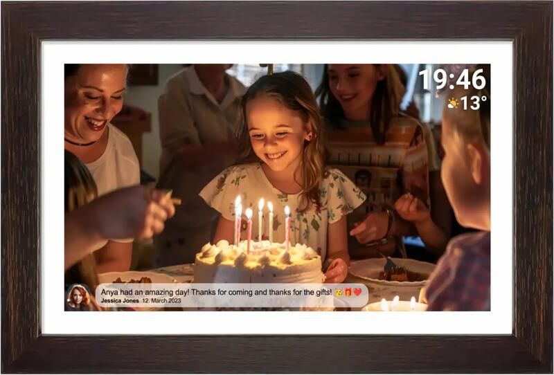 Denver Digitale Fotolijst 15.6 Inch Hout XL Full HD Frameo App WiFi 16GB IPS Touchscreen PFF1543DW