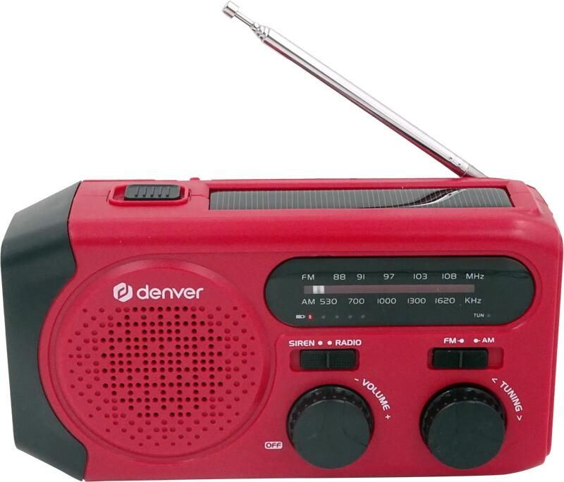 Denver Radio SCR-2010 Zonne- en handcrank geïntegreerde 2.000 mah accu batterijbedrijf mogelijk zaklamp