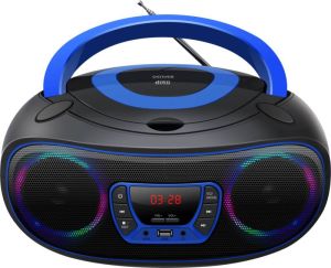 Denver Draagbare Boombox Bluetooth FM Radio met LED verlichting CD Speler AUX aansluiting TCL212BT Blauw