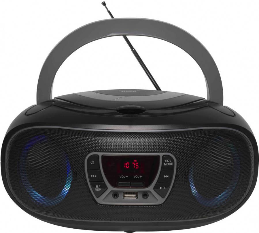 Denver Draagbare Boombox Bluetooth Lichteffecten FM Radio CD Speler AUX TCL212BT Grijs