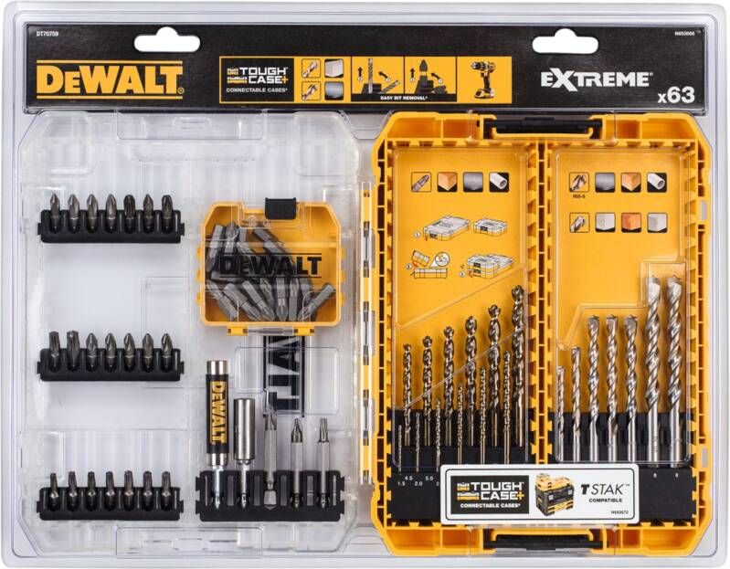 DeWalt 63-delige Betonboren EXTREME en HSS-G Metaalboren EXTREME 2 TOUGH CASE