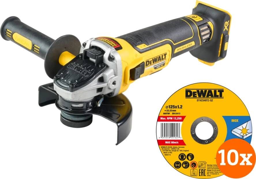 Dewalt DCG405NT-XJ (zonder accu) + Doorslijpschijf INOX 125x1x22 2mm 10 stuks