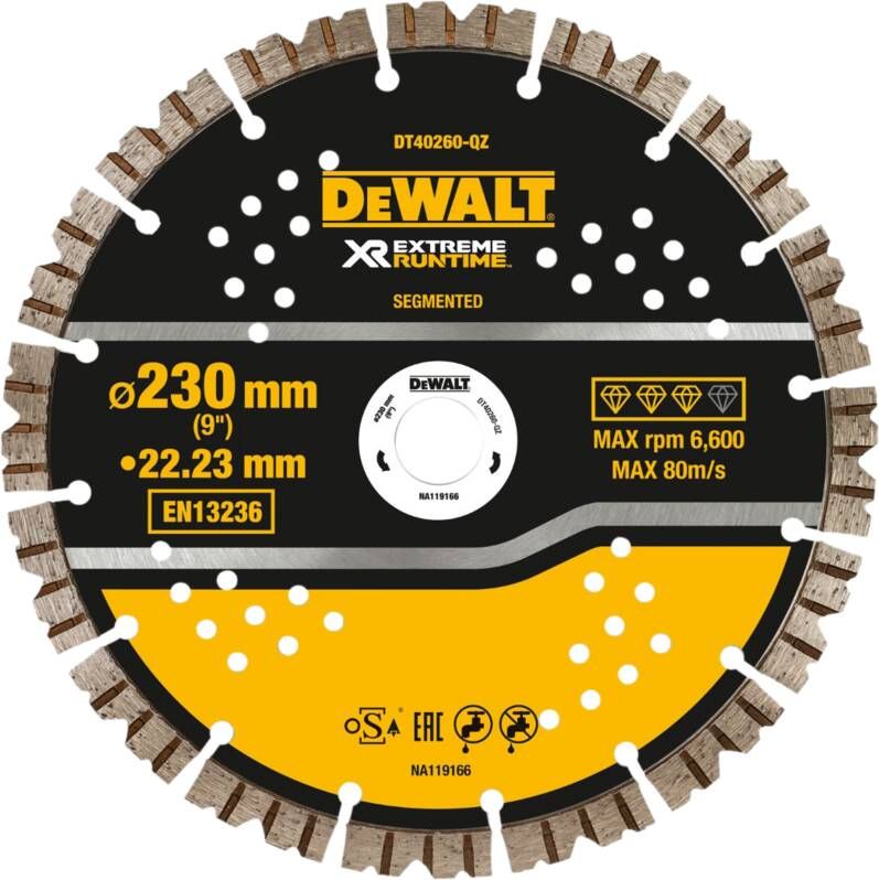 DeWalt DT40260 XR Extreme Diamantdoorslijpschijf 230 x 22 23 x 2 3mm beton steen