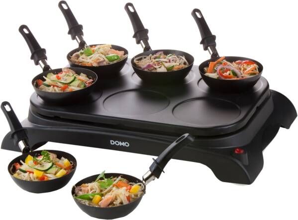 DOMO DO8710W Crepiere + Wok 6 personen 1000W Zwart