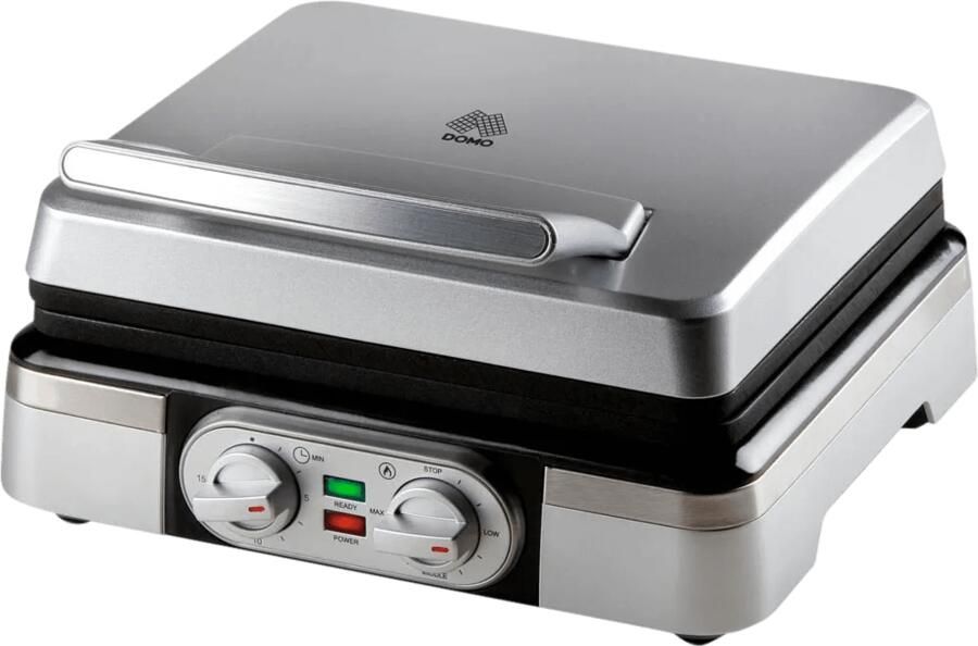 Domo DO9149W Wafelijzer Belgische wafels 4x7 Timer Zilver