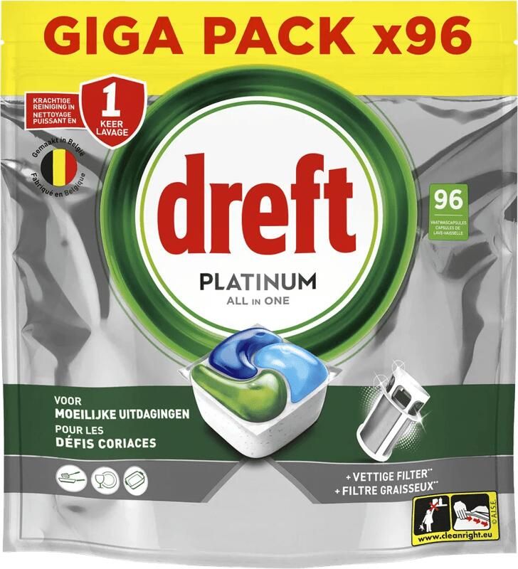 Dreft Vaatwastabletten Platinum All In One Original 96 stuks