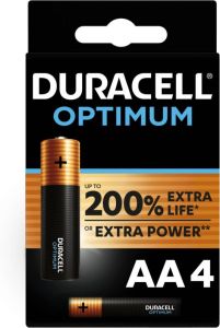 Duracell Alkaline Optimum AA-batterijen 4 stuks