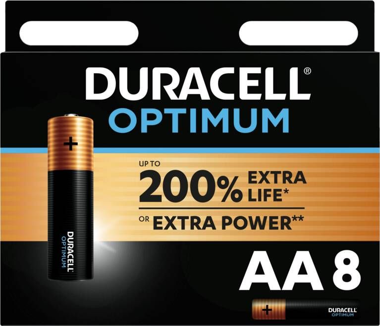 Duracell Optimum Alkaline AA batterijen 8 stuks