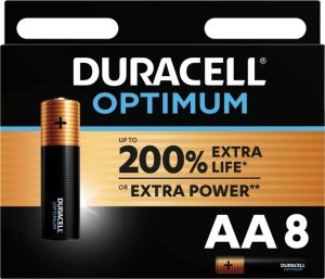 Duracell Alkaline Optimum AA-batterijen 8 stuks
