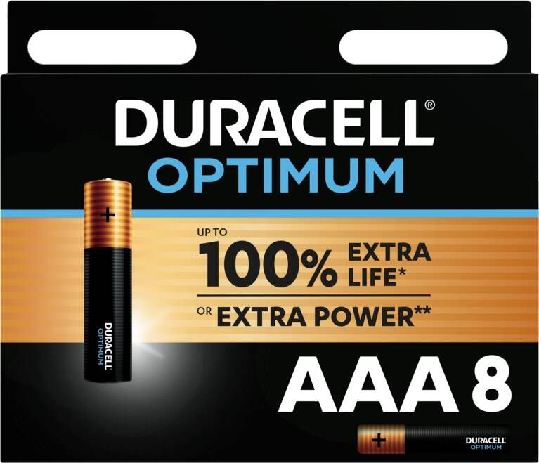 Duracell Alkaline Optimum AAA-batterijen 8 stuks