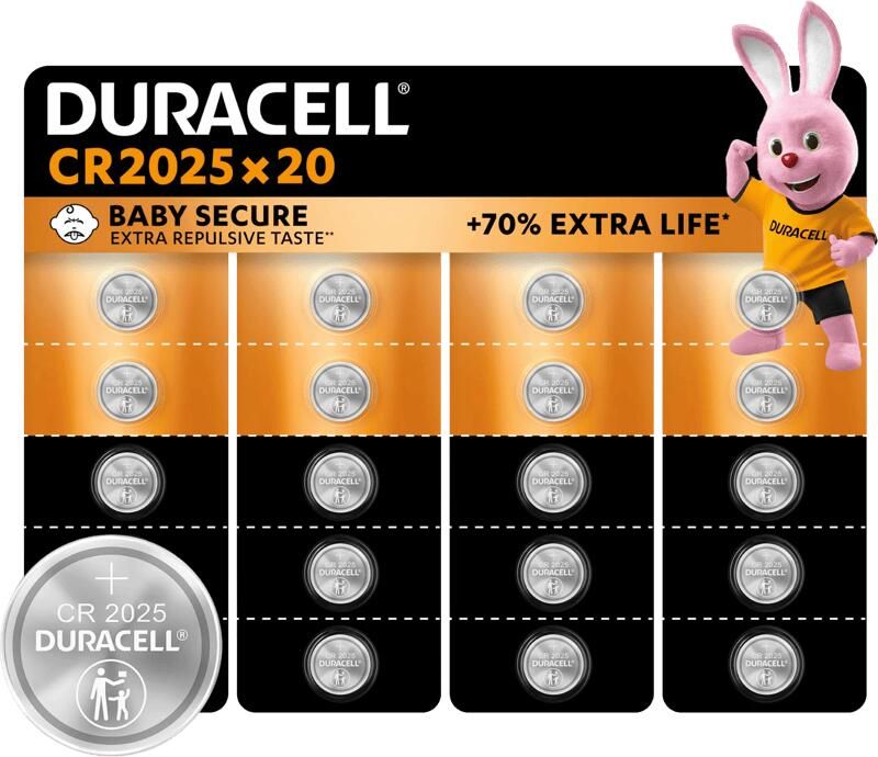 Duracell Specialty CR2025 lithium knoopcelbatterijen 3V 20 stuks