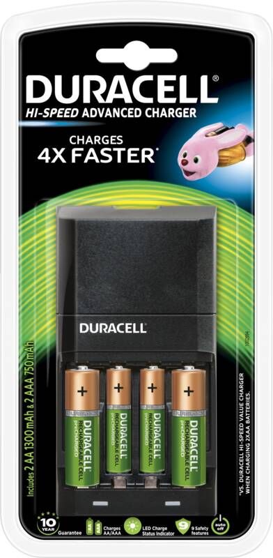 Duracell Battery Fast Charger Cef 27 With 2 Aa And 2 Aaa Bat