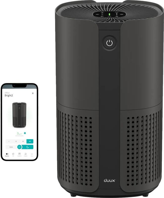 Duux Bright 2 Smart Luchtreiniger Air Purifier met Luchtkwaliteitsindicator en Ionisator Zwart