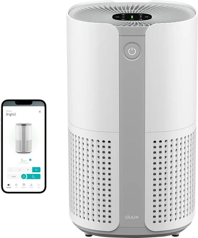 Duux Bright 2 Smart Luchtreiniger Air Purifier met Luchtkwaliteitsindicator en Ionisator Wit
