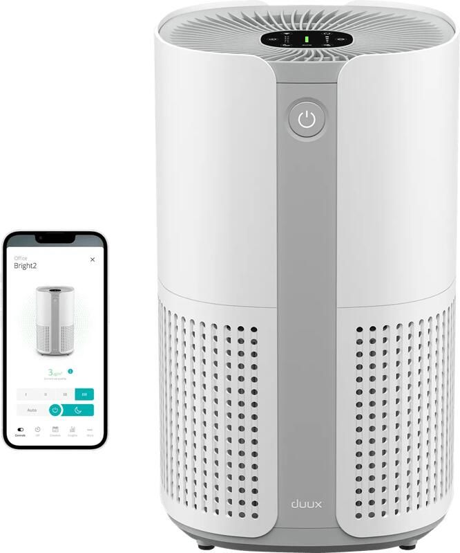 Duux Bright 2 Smart Luchtreiniger Air Purifier met Luchtkwaliteitsindicator en Ionisator Wit