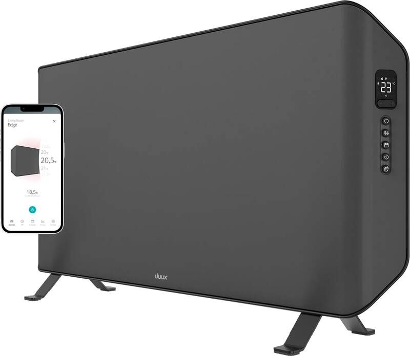 Duux Edge 2000W Smart Convectorkachel Elektrische Kachel Elektrische Verwarming Badkamer Woonruimte Kantoor – Grijs
