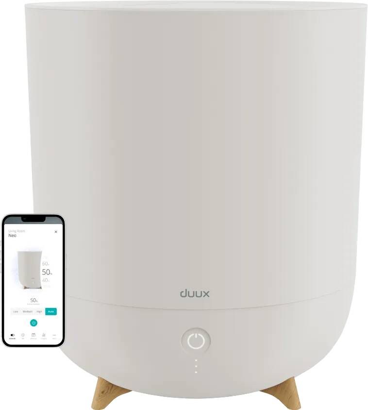 Duux Neo Smart Ultrasone Luchtbevochtiger met Hygrostaat 5L watertank Humidifier met 500ml u verneveling Greige