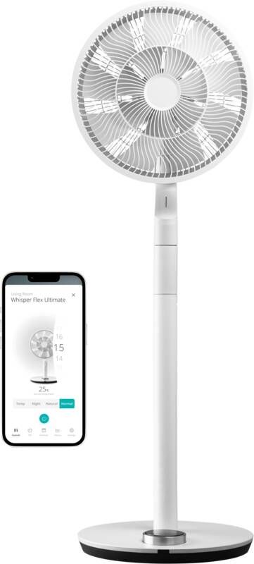 Duux Whisper Flex Ultimate Smart Statiefventilator & Tafelventilator 30 Snelheden Zwart