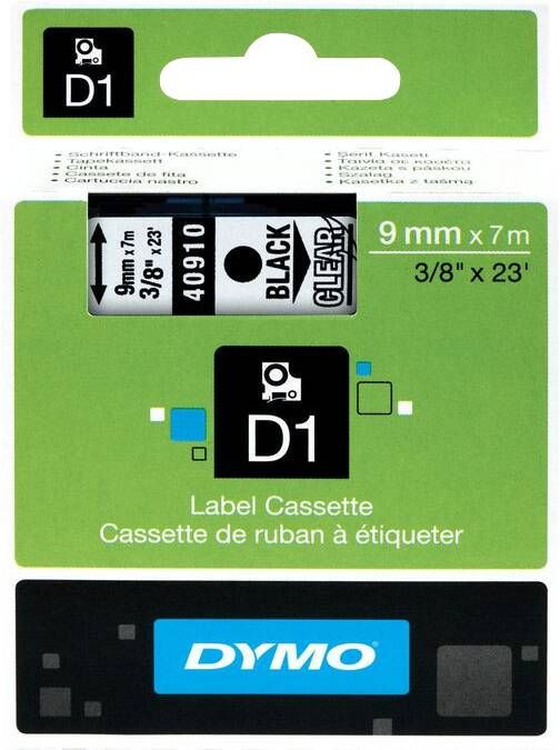 Dymo Authentieke D1 Labels Zwart-Wit (9 mm x 7 m)