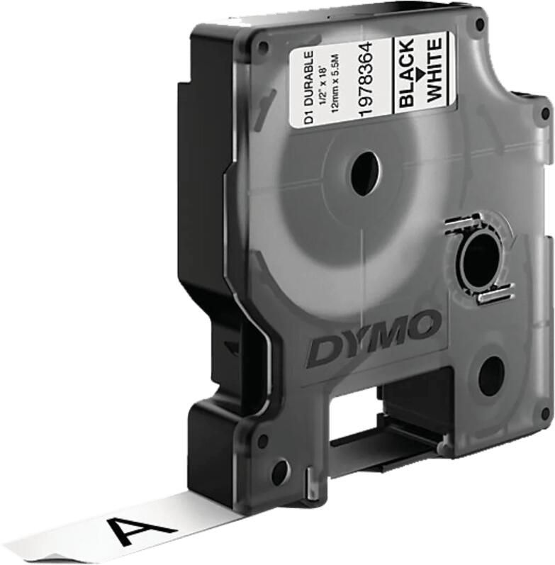 Dymo Duurzame D1 Tape 12 mm x 5 m Zwart Wit Label