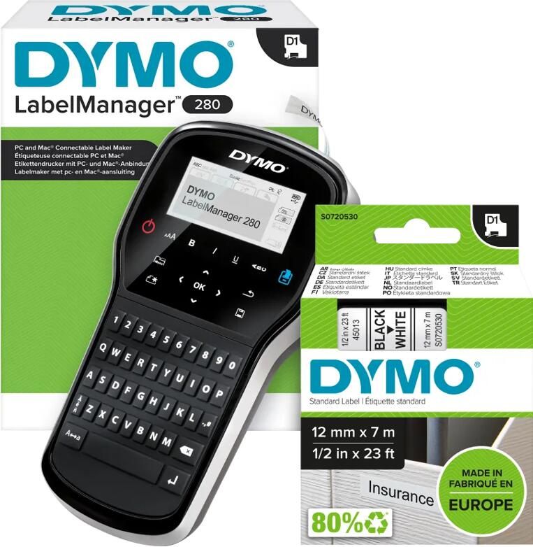 Dymo LabelManager 280 Labelmaker + 1 extra label