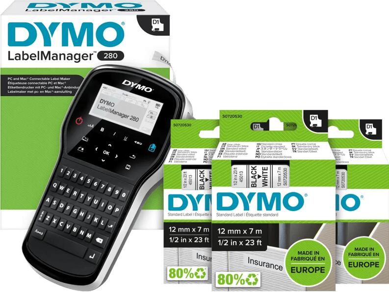 Dymo LabelManager 280 Labelmaker + 3 extra labels