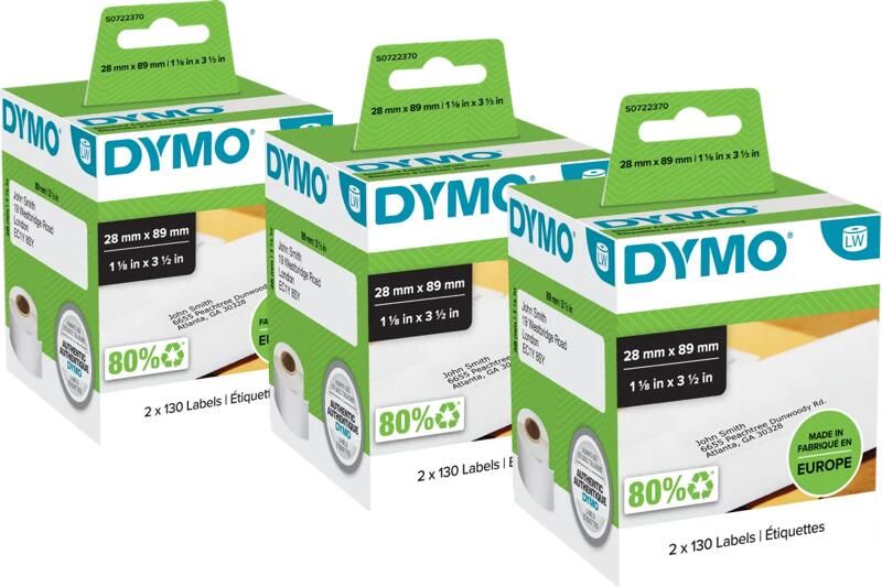 Dymo LabelWriter Adres Etiket 28 x 89 mm 260 stuks 3-pack