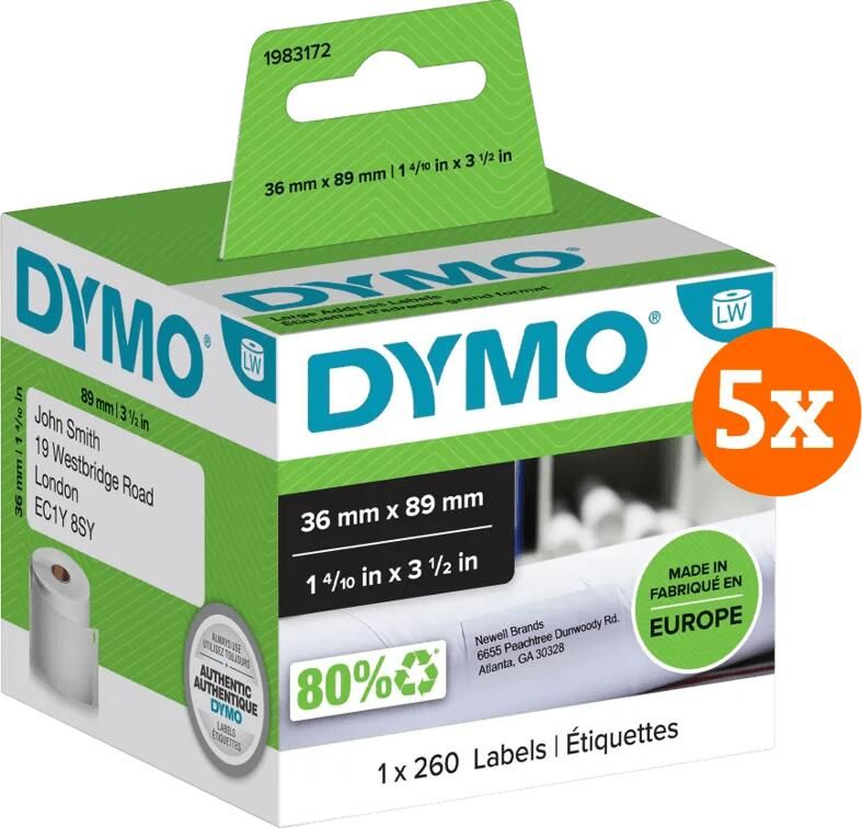 Dymo LabelWriter Adres Etiket 36x89mm 5-pack