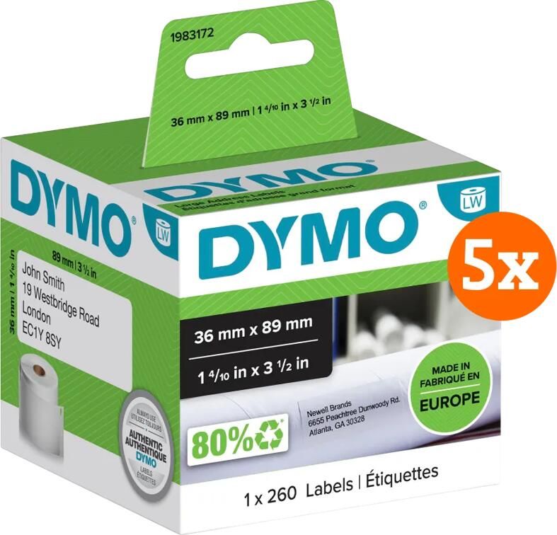 Dymo LabelWriter Adres Etiket 36x89mm 5-pack
