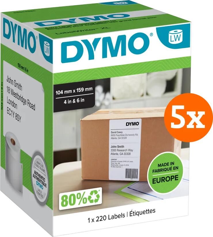 Dymo LabelWriter Extra Grote Etiketten 104 x 159 mm 5-pack