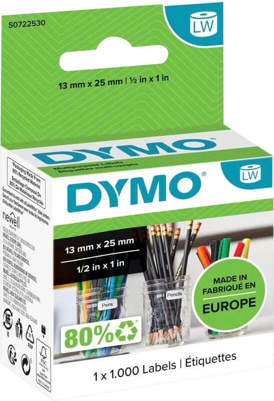 Dymo Verwijderbaar Etiket 13x25mm 1000 stuks