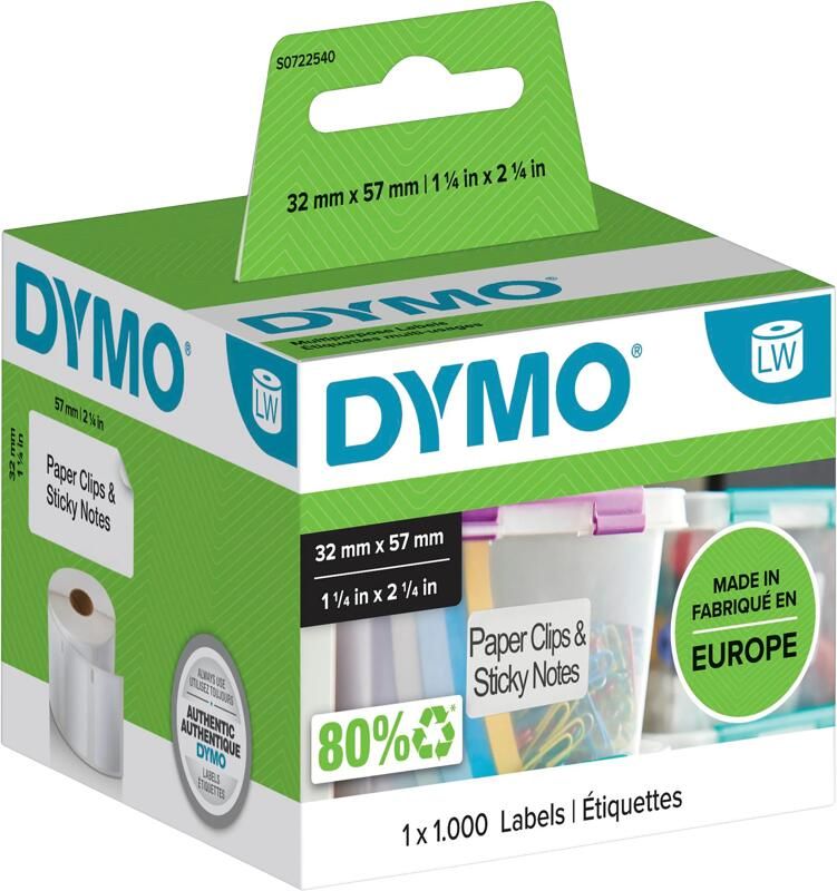 Dymo 11354 Multi functionele labels 32 mm x 57 mm wit labels