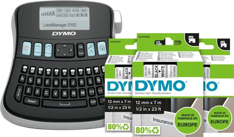 Dymo LabelManager 210D+ Labelprinter Qwerty + 3 extra labels