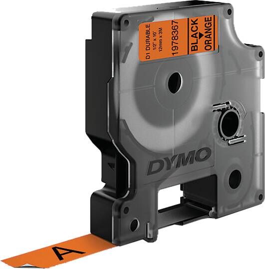 Dymo LW Duurzame D1 Label Zwart-Oranje (12 mm x 3 m)