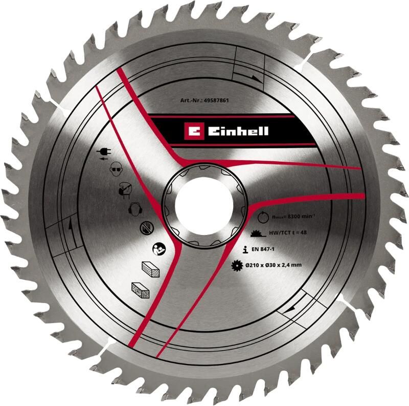 Einhell Cirkelzaagblad Hout 210mm 48t Hardmetaal