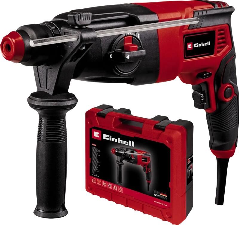Einhell Elektrische Boorhamer TC-RH 620 4F 620 W Aantal slagen 5.200 min 2 J SDS-Plus Pneumatisch slagwerk 4-functies: boren hamerboren Beitelen met of zonder beitelslot Incl. Transport- Opbergkoffer