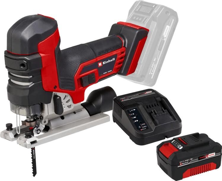 Einhell TP-JST 18 135 Li BL Solo + 18 V 4.0 Ah Starter Kit Power X-Change