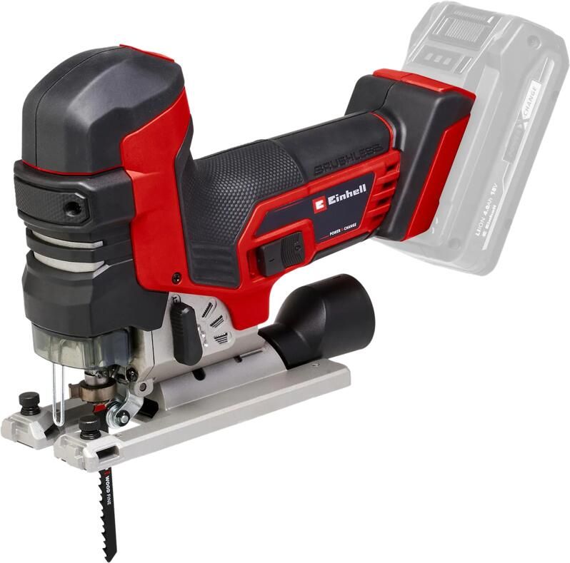 Einhell Accu Decoupeerzaag TP-JST 18 135 Li BL Solo Power X-Change 18 V Li-ion Slaghoogte: 26 mm Versteksneden: max. 45° Incl. 3 zaagbladen Excl. accu en lader