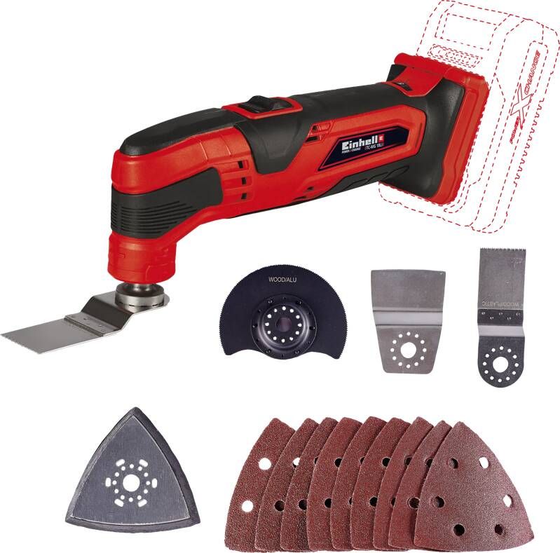 Einhell Accu Multitool TC-MG 18 Li Solo Power X-Change 18 V Li-ion Incl. 9x schuurpapier en 3 verschillende zaagbladen Excl. accu en lader