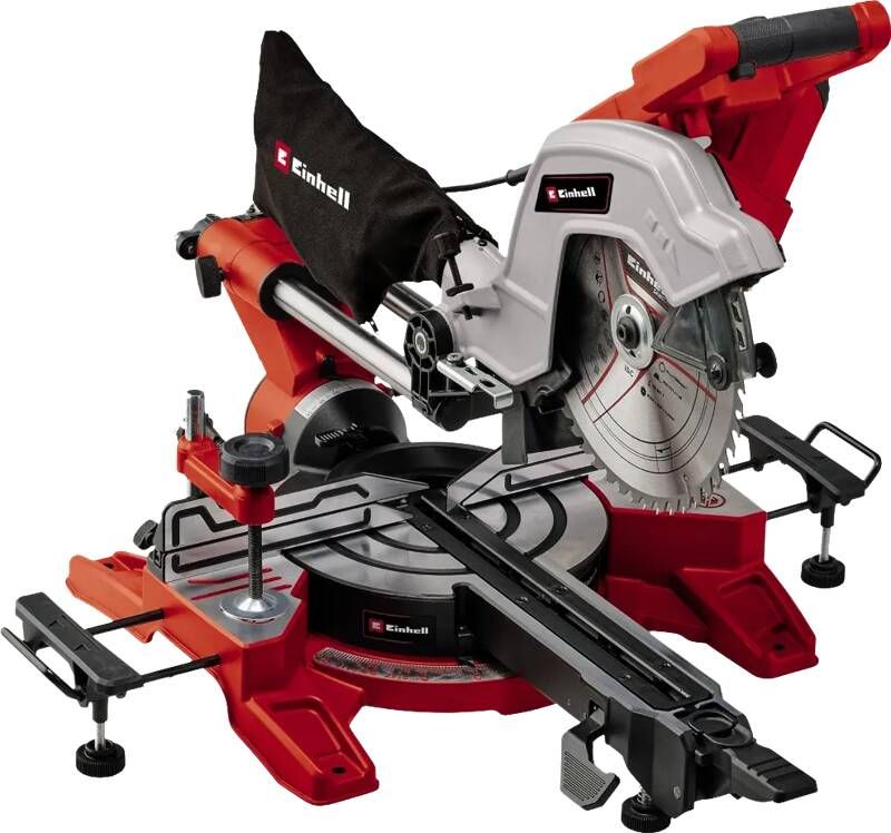 Einhell Elektrische Radiaal Afkort- Verstekzaag TE-SM 10 L Dual 1800W Ø254 mm Zaagkop kantelbaar naar links en rechts Met laser Incl. 48 tands zaagblad