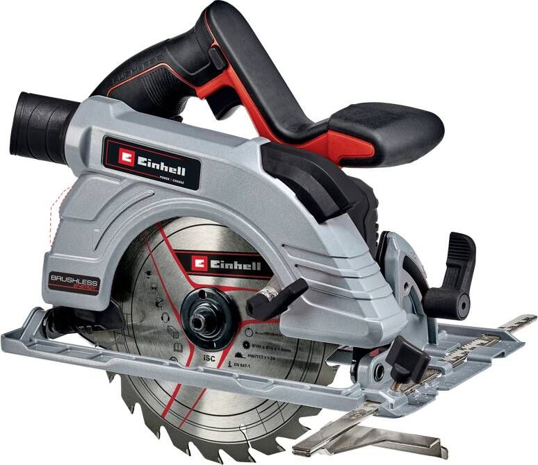 Einhell Accu Cirkelzaag TE-CS 18 190 Li BL Solo Power X-Change (li-ion 18 V zaagblad ø190x20 mm max. 65 mm zaagdiepte koolborstelloze motor gereedschapsloze instelling zonder accu en lader)
