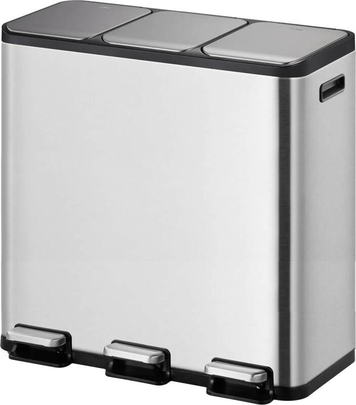 EKO EcoCasa 1 pedaalemmer 15+15+15 liter Stainless steel mat RVS