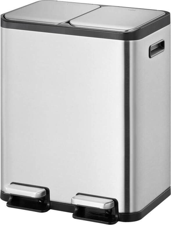 EKO EcoCasa Pedaalemmer 2 x 30 l Mat RVS Afvalscheidingsprullenbak Soft-close Anti-slip Fingerprintproof