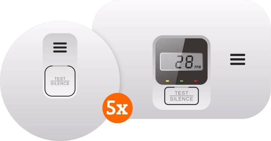 Elro Blue Line CBFS36 Rookmelder 5-pack + Koolmonoxidemelder