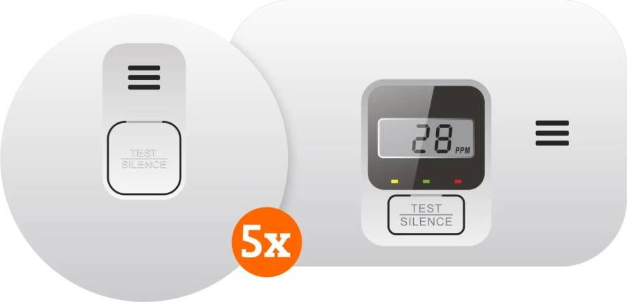 Elro Blue Line CBFS58R Rookmelder 5-pack + Koolmonoxidemelder